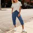 thumbnail image 6 of Womens Capris with Pockets Loose Fit Casual Capri Pants Dressy Lightweight Ladies Baggy Cargo Pants for Hiking by Yigetop Navy L, 6 of 6