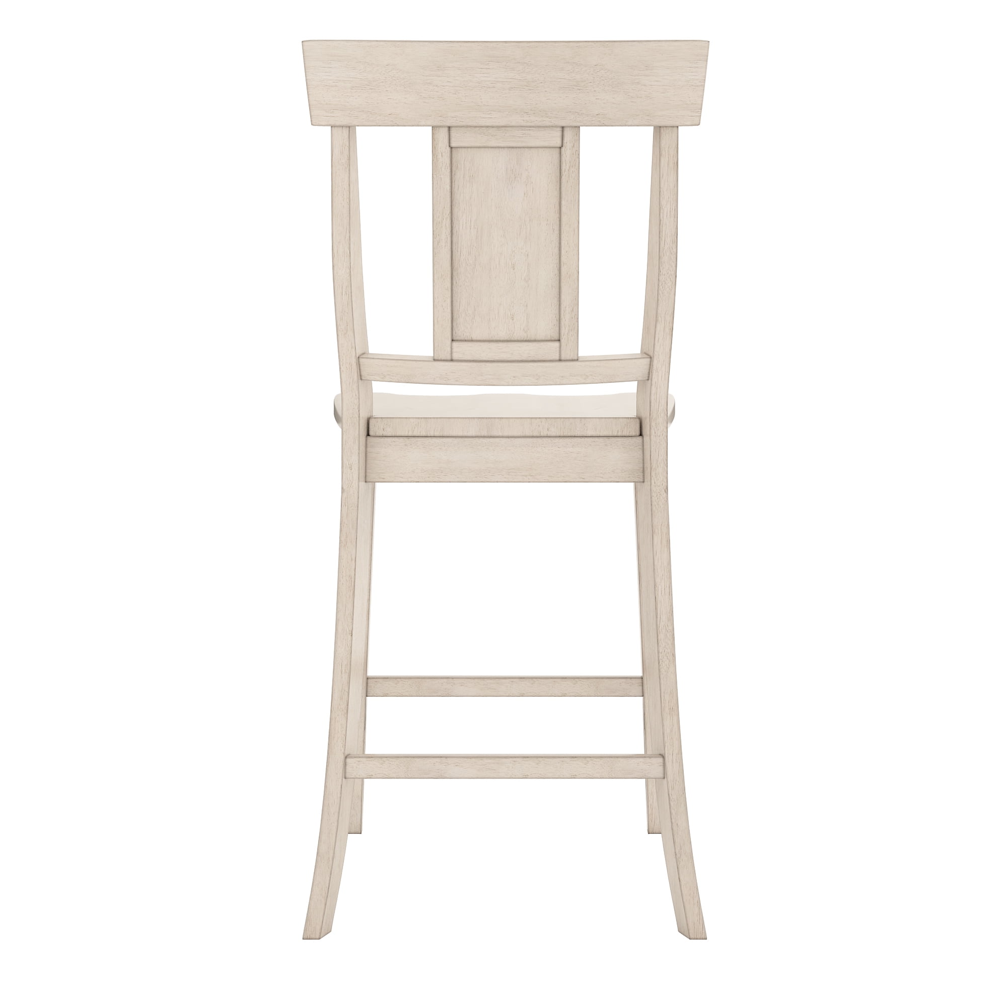 Weston Home Farmhouse Vintage Panel Back Solid Wood Counter Height Chair, Set of 2, Antique White