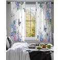 thumbnail image 3 of Spring Flowers Sheer Curtains 54 Inch Length 2 Panels Set for Living Room/Bedroom, Watercolor Floral Butterflies Botanical Kitchen Curtains Grommet Semi-Sheer Curtains Window Treatments 42"x54"x2, 3 of 7