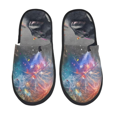 

Yiaed Elephant Fireworks Celebration Print Unisex House Slippers Slip on Warm Shoes Indoor Outdoor with Anti-slip sole-Medium