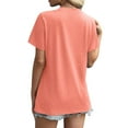 thumbnail image 4 of DPTALR George Women's Pleated Crew Neck Short Sleeve Loose Fit Lightweight Casual Summer Fashion T-Shirts,Orange,Size XL, 4 of 7