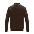 thumbnail image 2 of WenVen Men's Leather Jacket Stand Collar Bomber Faux Leather Jacket Brown 2XL, 2 of 8