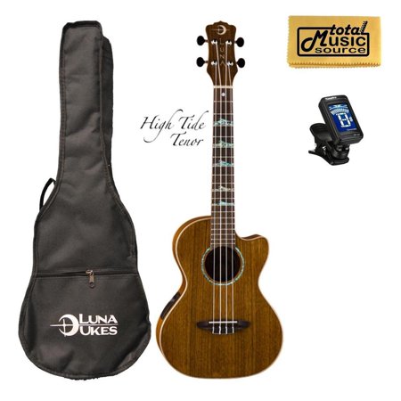 Luna High Tide Ovankol Tenor A/E Ukulele w/ Tuner & PC, UKE HTT OVA PACK