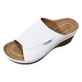 thumbnail image 5 of Rokment Womens Orthopedic High Heels Dressy Sandals Comfortable Arch Support Wedge Heeled Slip on Fashion Casual Leather Open Toe Platform Wedge Walking Dress Slides Summer Shoes White Size 6, 5 of 6