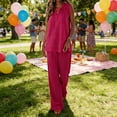 thumbnail image 2 of RYDCOT Women'S Summer 2 Piece Linen Outfits Sleeveless V Neck Tops and High Waisted Wide Leg Pants Sets Hot Pink, 2 of 9