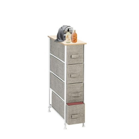 Zimtown Narrow Vertical Dresser Storage Tower - Sturdy Metal,Frame Gray/Linen/Brown