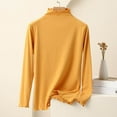 thumbnail image 2 of Hfiengba Cotton Shirts for Women Winter Crew Neck Long Sleeve Basic Shirts Casual Loose Fit Solid Clothes (2XL, Yellow), 2 of 7
