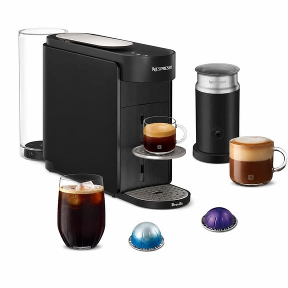 Nespresso Vertuo Up Coffee Espresso Maker with Aeroccino by Breville Ink Black