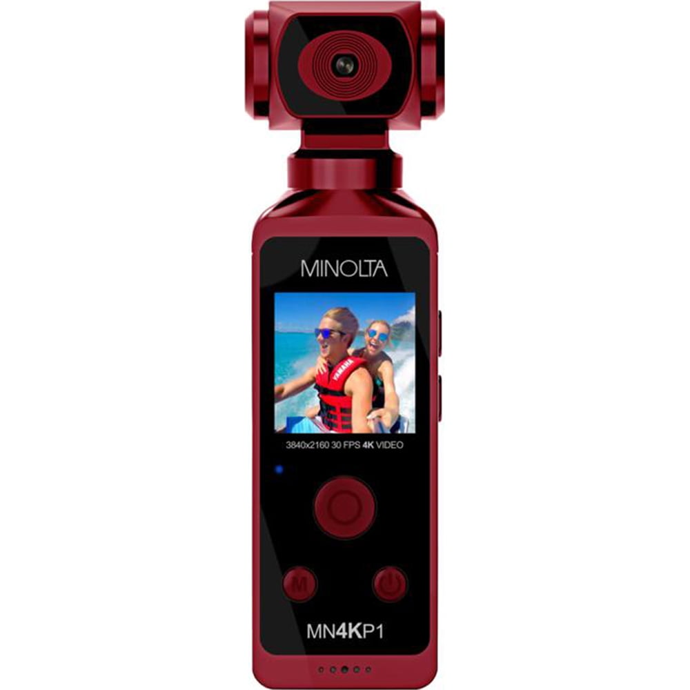 Minolta MN4KP1 4K Ultra HD WiFi Enabled Pocket Camcorder, Red (Open