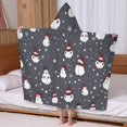 thumbnail image 5 of Dark Christmas Snowman Pattern Hooded Bath Towel，60"x35" for Ages 3 To 12 Kids, Quick Dry Lightweight Soft Microfiber Hood Beach Towel Cover Up for Kids, 5 of 7