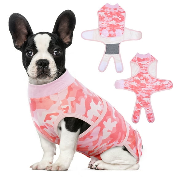 PUMYPOREITY Dog Surgical Recovery Suit, Breathable Pet Recovery Shirt, Dog Onesie After Surgery, Cone Collar Alternative, Pink Camouflage
