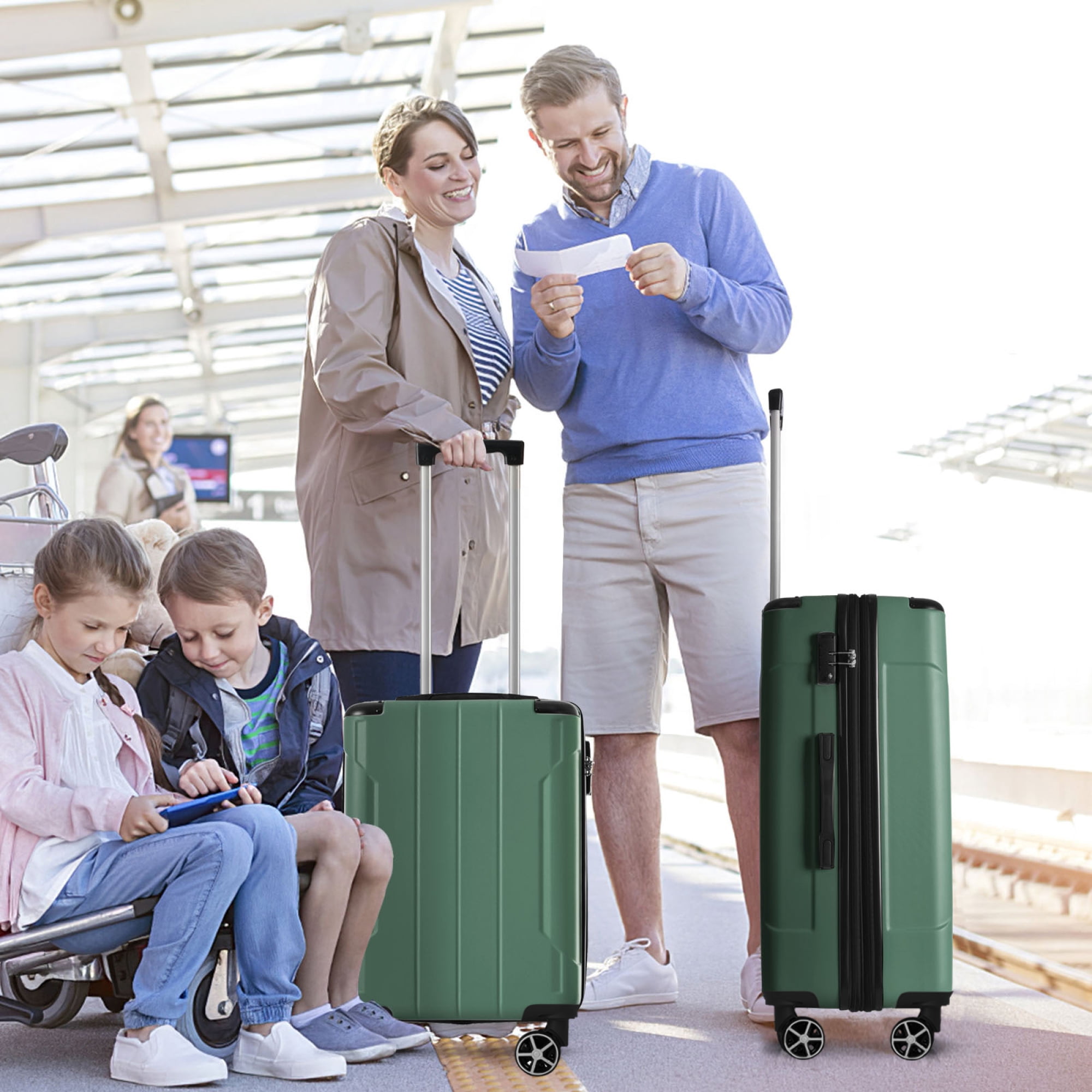 Hardshell Luggage, Lightweight Durable ABS Suitcases with Double Wheels, Expandable 28-inch Checked Luggage