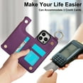 thumbnail image 5 of Allytechgroup iPhone 15 Pro Max Wallet Case, RFID Blocking Zipper Pocket Ring Holder Kickstand Bumper Shockproof Portable Durable Phone Case for Apple iPhone 15 Pro Max, Darkpurple, 5 of 8