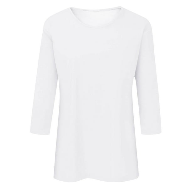 Playera Blanca Playeras Lisas Para Mujer MKLEKYY Playeras De