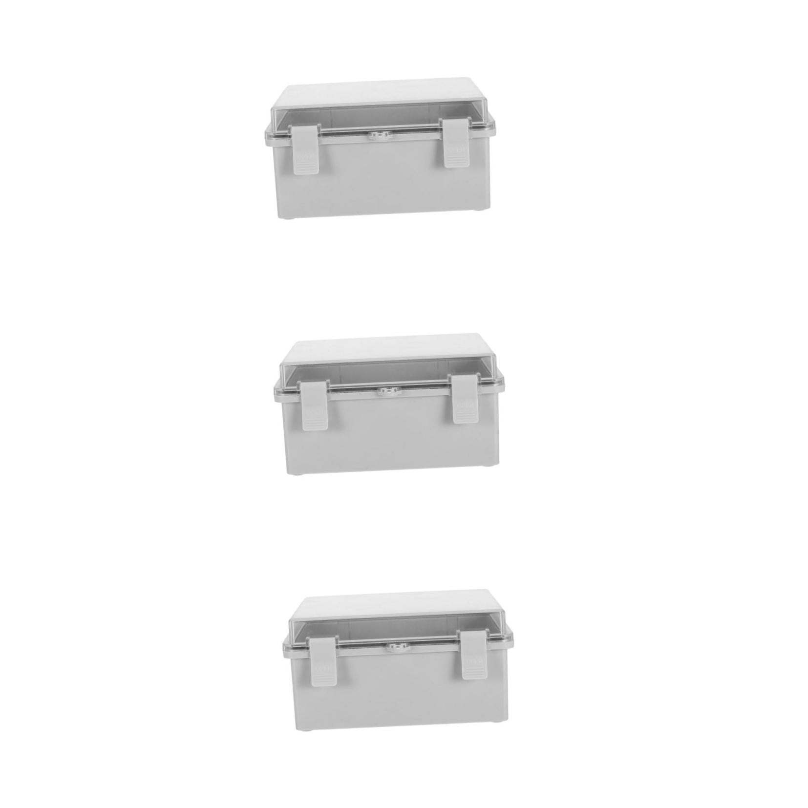 Worgeous 3pcs Plastic Waterproof Electrical Junction Box Dustproof Outdoor Project Enclosure With Hinged Shell And Wall Brackets