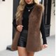 thumbnail image 4 of Chaqueta larga y cálida para mujer, de invierno, con cuello en V liso, 4 of 8