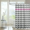 Grey Wave Pattern Polyester Waterproof Shower Curtain with 12 Hooks