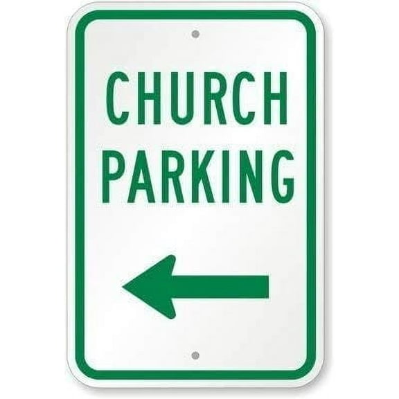 Warning Sign Church Parking (with Left Arrow) Sign Business Sign 12X8 Inches Metal Tin Sign