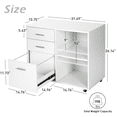 thumbnail image 4 of Richya 3 Drawer Wood File Cabinet, Mobile Lateral Filing Cabinet with Wheels, fits Letter/A4 Size, Printer Stand with Storage Shelves for Home Office, White, 4 of 5