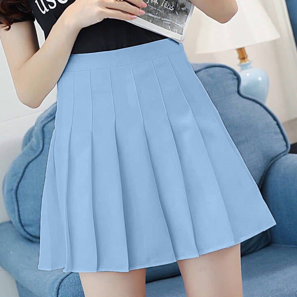 Women's Fashion High Waist Pleated Mini Skirt Slim Waist Casual Tennis  Skirt Sky Blue L - Walmart.com