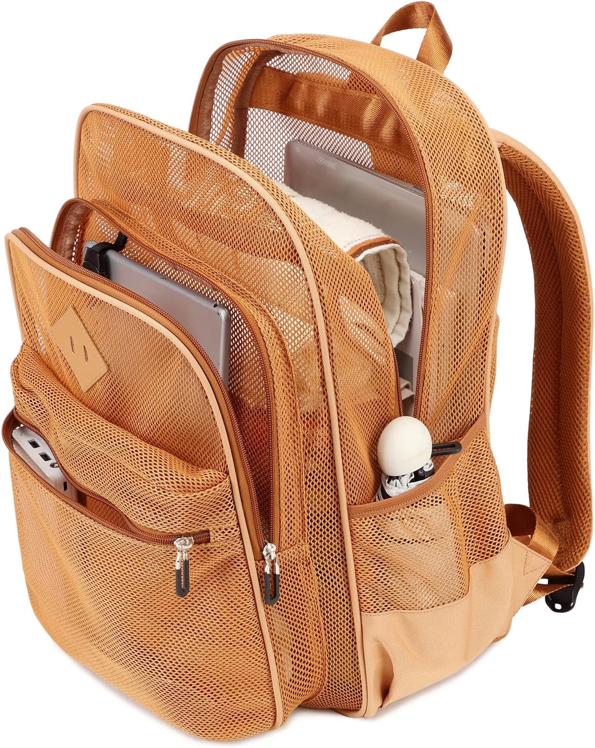 DAKIMOE Mesh Backpack School Backpack Bookbag Heavy Duty See Through Transparent Backpack Stadium Approved Large Capacity with Multiple Compartments Pockets for School Beach Swimming Sports Work