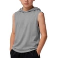 thumbnail image 2 of FSYBOA Boys Athletic Tank Tops, Sleeveless Hooded Casual Running Kids Summer Tops Gray Size 14-15 T, 2 of 6