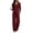 Wine, variant on Miqool Womens 2 Piece Outfits Corduroy V Neck Button Front Long Sleeve Top Matching Pants Set Casual Loungewear Tracksuit S‑XXL