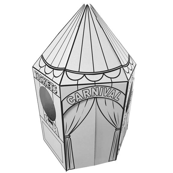 Easy Playhouse: Carnival Tent - Decorate & Personalize A Cardboard Play Fort, Color-Draw-Doodle, DIY Art & Crafts Activity, 35 x 35 x 54", Kids 3 
