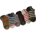 thumbnail image 2 of Big Kid's 6 Pairs Low Cut Cotton Socks Striped Size 5-7, 2 of 4