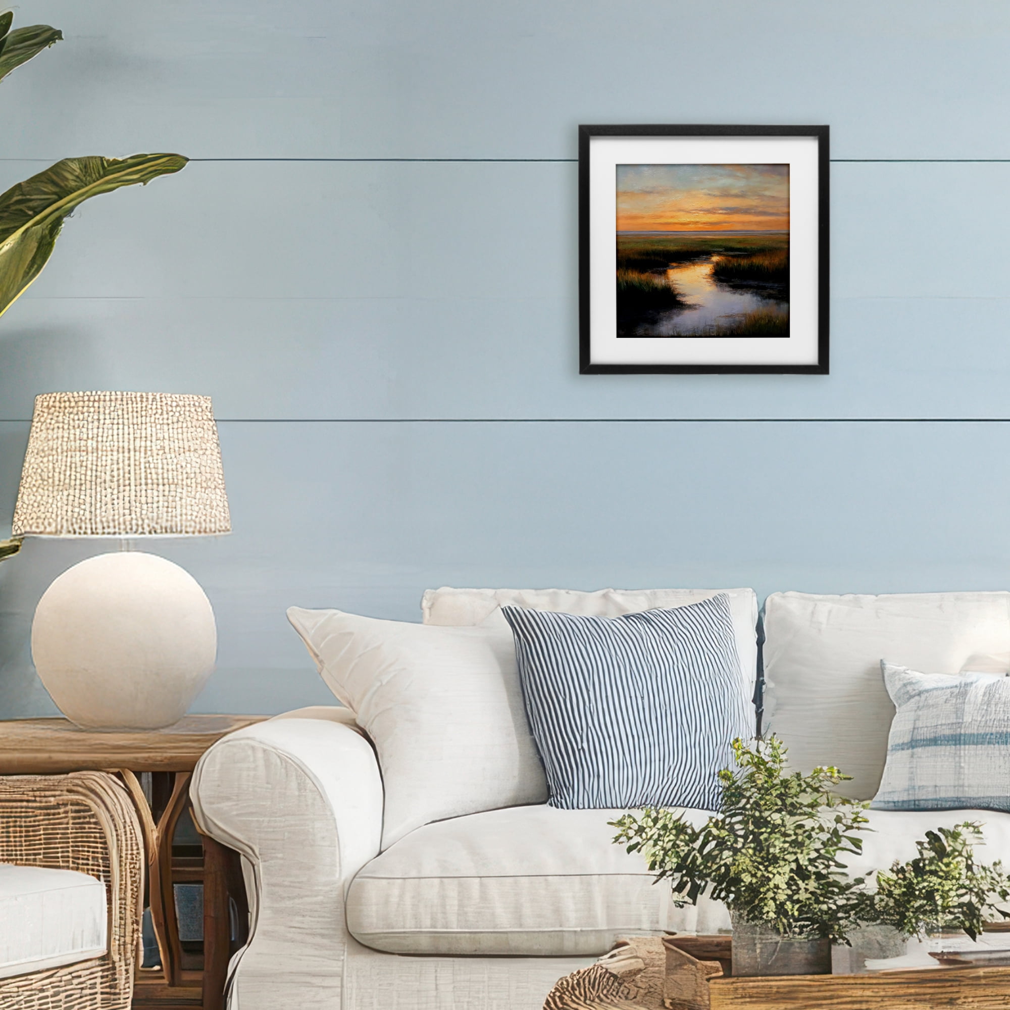 Stupell Industries Warm Marshland Sunset Black Framed Print Under Glass, design by Petal Prints Design