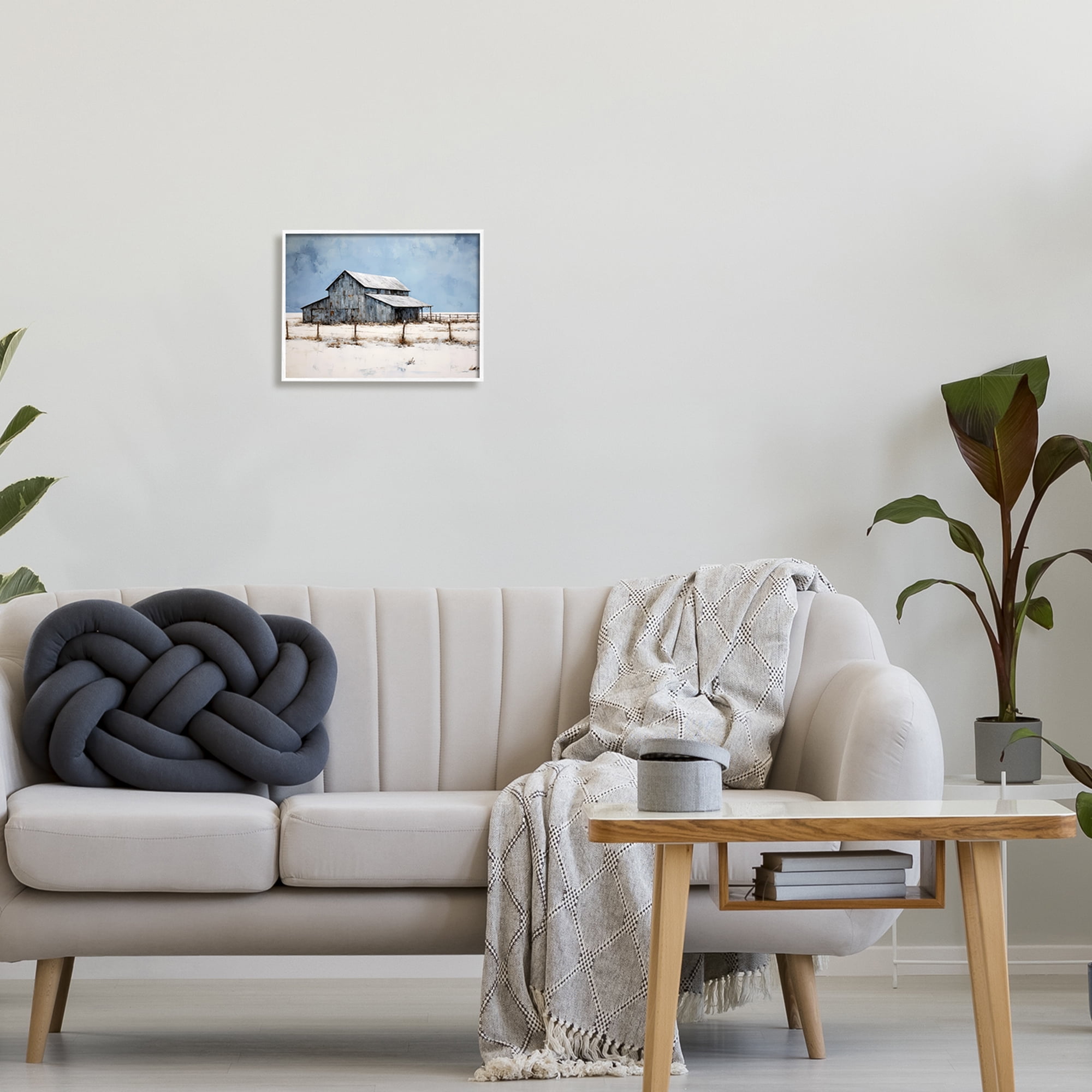 Stupell Industries Winter Barn Landscape Landscape Painting White Framed Art Print Wall Art, 14 x 11