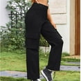 thumbnail image 5 of JXMVOJ Women's Fashion Loose Casual Wide Leg High Waist Pocket Overalls Cargo Pants ,Womens Leggings Tummy Control, 5 of 6