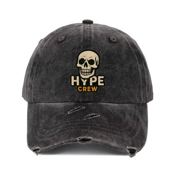 Vintage Baseball Cap for Men, Distressed Washed Dad Hat, Adjustable Casual Cap with Skull Graphic
