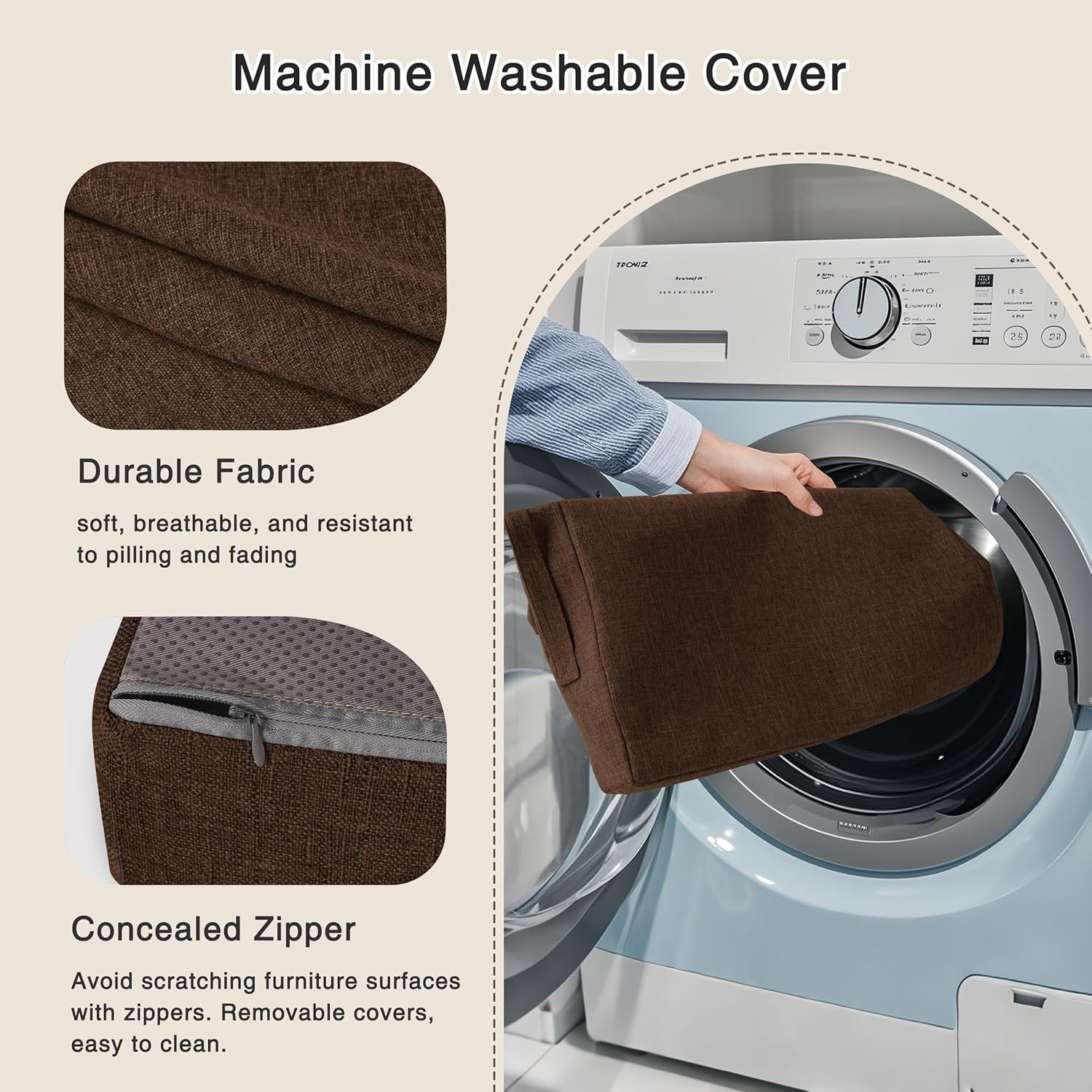 Recliner Cushions for Elderly 20"x20"x4" Thick Seat Cushion for Recliner Chair Large Square Non Slip Chair Pads with Washable Cover for Armchair Couch Coffee