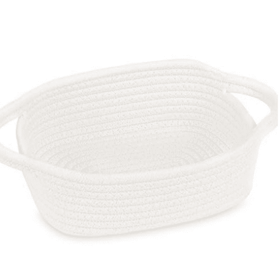 Small Storage Basket, Mini Basket, Cute Tiny Cotton Rope Woven Baskets, Boho D rative Toy Dog Cat Bin for Nursery, Bedroom, Spa, Empty Gift Baskets for Mother's Day - XS, White