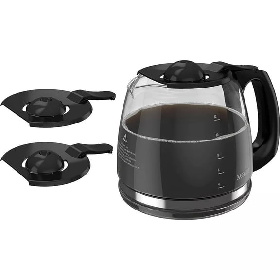 12-Cup Replacement Carafe, GC3100B, Duralife Glass, Dishwasher-Safe, 2 Extra Lids