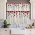 thumbnail image 4 of 3 Piece Kitchen Curtains and Valances Set Blue Red Flowers Cafe Curtains 36 Inch Length Elegant Spring Floral Butterfly Rustic Valance & Tier Curtain for Living Room Bedroom Window 54"x18"+27"x36"*2, 4 of 6