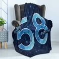 thumbnail image 4 of 58th Birthday Soft Flannel Fleece Throw Blanket, Number on Open Night Sky with Stars Age Happy and Long Life Print, Cozy Plush for Indoor and Outdoor Use, 50" x 70", Dark and Sky Blue, by Ambesonne, 4 of 5