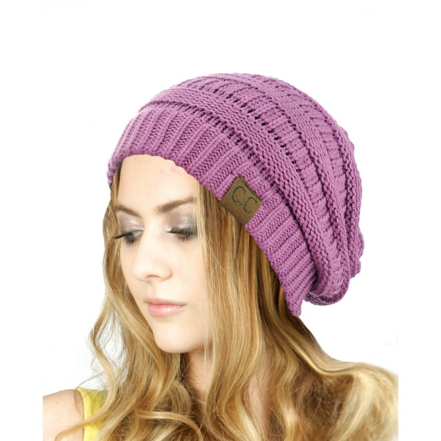 Bonnet Tricoté Extensible Doux et Chaud 20a-Lavande