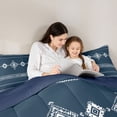 thumbnail image 5 of Castle Fairy Kids Teens Bohemian Aztec Twin Comforter Sets,Blue White Bedding Set, 5 of 8