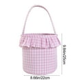 thumbnail image 2 of DAMAI Easter Bunny Basket Tote Bag with Ruffled, Large Capacity Plaid Easter Eggs Storage Gift Carrying Bucket Holiday Party Favor Supplies(Pink), 2 of 7