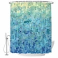 thumbnail image 2 of Turquoise Blue Teal Waterproof Fabric Shower Curtain,Chic Stained Glass Texture Aesthetic Waterproof Fabric Shower Curtain for Bathroom Bathtubs Shower Curtains with 12 Hooks Extra Long 72x96, 2 of 8