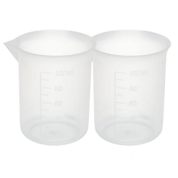 2Pcs 100mL Plastic Science Experiment Measuring Graduated Beaker Cup 6.3cm Dia