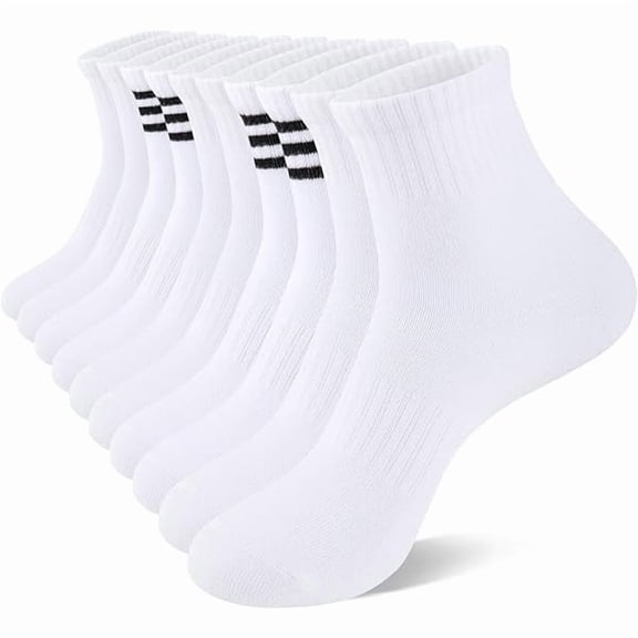 Eryueer Womens Ankle Quarter Socks Cotton Striped Athletic Casual Mini Crew Socks for Women (5 Pairs)