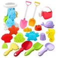 thumbnail image 6 of Beach Toys for Kids, 19PCS Sand Toy Set with Mesh Bag, Beach Wagon, Sand Water Wheel, Watering Can, Molds & Shovels, Sandbox Outdoor Toys for Toddlers, 6 of 11