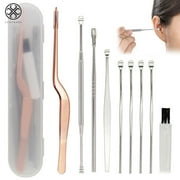 Luxtrada 8pcs Ear Pick Cleaning Set Health Care Tool Ear Wax Remover Cleaner Curette Kit
