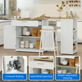 thumbnail image 5 of DEXTRUS Extendable Kitchen Island with Power Outlets & Wheels, Kitchen Island Table with 2 Stools, White, 5 of 8