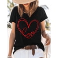 thumbnail image 3 of Camiseta de mujer con texto "Amor abstracto", manga corta, informal, cuello redondo, para San Valentín, 3 of 8