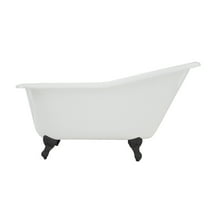 Aqua Eden VCTND6030NT0 60" Cast Iron Oval Single Slipper Clawfoot Tub (No Faucet Drillings), White/Matte Black