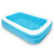 Full-Sized Inflatable Pool,Family Swimming Pool for Kids,Toddlers, Outdoor,Summer Swim Party-120*72*23.5 Inch
